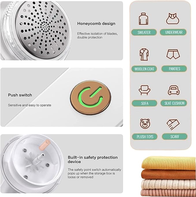 Electric Lint Remover For Clothing Sweater Anti Pilling Razor Coat Hair Ball Trimmer Rechargeable Plush Clothing Razor Remover (Random color)